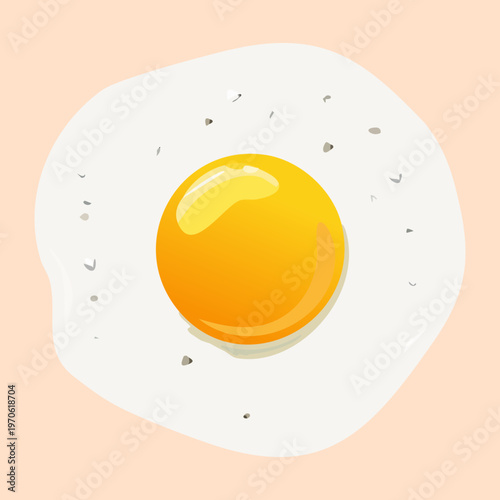 Single fried egg sunny side up for breakfast menu and healthy morning meal concept - Vector Illustration