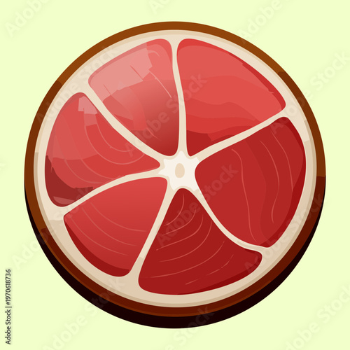 Salami slice with marbled fat for restaurant menu and gourmet deli meat platter - Vector Illustration
