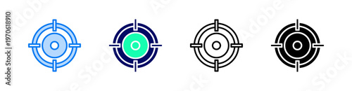 Target Multiple Style Icon Set Vector 