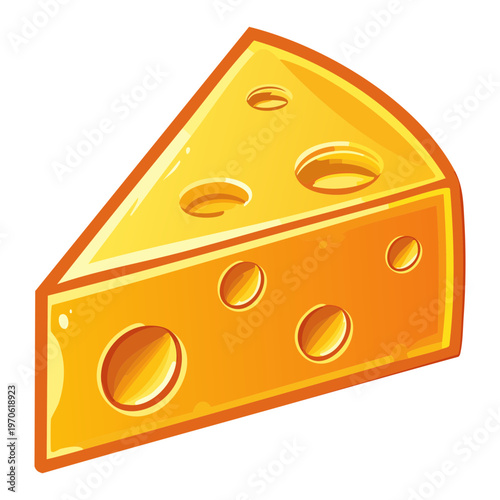 Sliced yellow cheddar cheese wedge for restaurant menu and healthy dairy snack promotion - Vector Illustration
