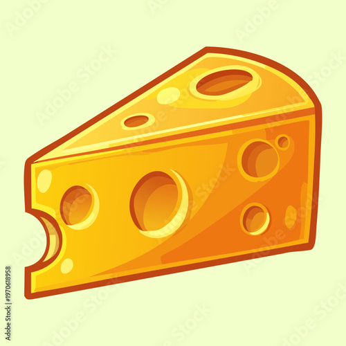 Yellow cheese wedge with holes for sandwich preparation and dairy shop product display - Vector Illustration