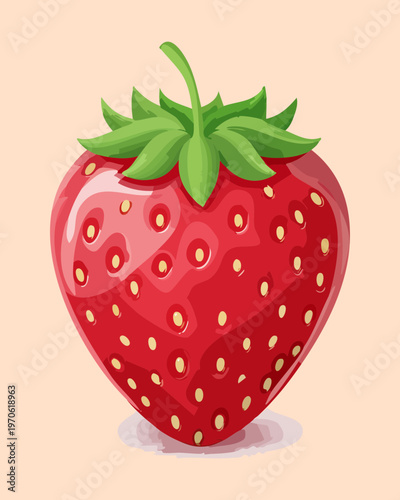 Juicy red strawberry berry for healthy snack and natural fruit dessert recipe promotion - Vector Illustration