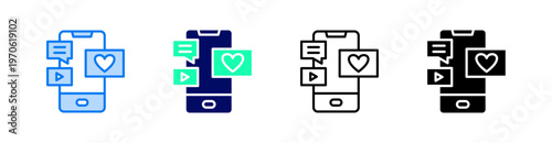 Social Media Multiple Style Icon Set Vector 