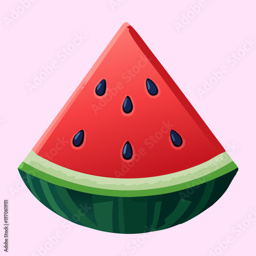 Slice of ripe watermelon for healthy snacking and summer fruit salad ingredients and menu design - Vector Illustration