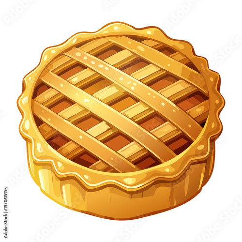 Delicious homemade lattice pie for autumn holiday and sweet bakery menu and social media post - Vector Illustration