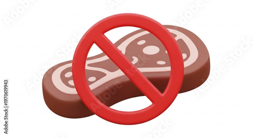 No Meat Allowed 3D Icon - Vegetarian & Vegan Concept
