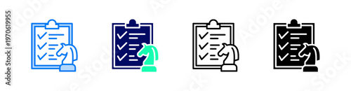 Strategy Multiple Style Icon Set Vector 