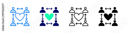Relationships Multiple Style Icon Set Vector 