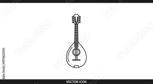 Mandolin Icon, Stringed Musical Instrument, Vector Illustration