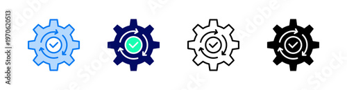 Process Multiple Style Icon Set Vector 