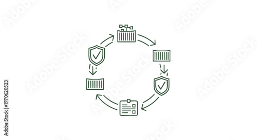 Conceptual Illustration of a Secure Data Flow Process Depiction.