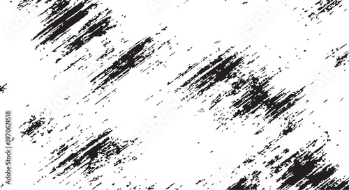 Black Gritty Distress Texture with Diagonally Scratched Brush Strokes on White Background