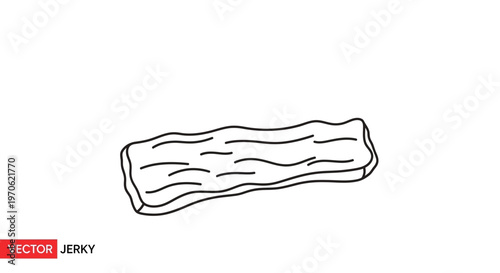 Hand-drawn illustration of a single piece of beef jerky, isolated on white background.
