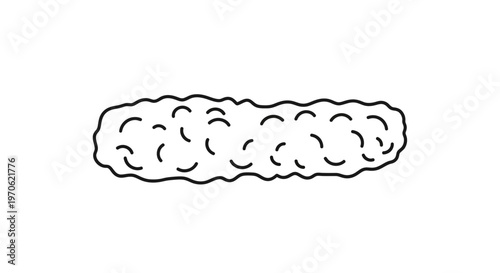 Hand-drawn illustration of a single fried fish finger on a white background