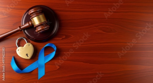 Justice law and awareness symbols.