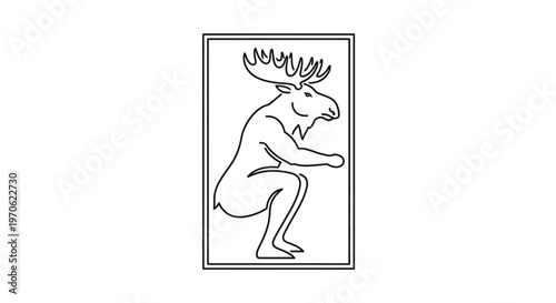 Funny Moose Doing Squats in a Rectangle Frame