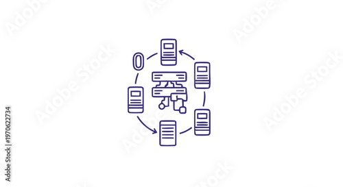 Conceptual illustration of data processing and information exchange.