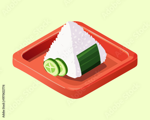 Healthy onigiri rice ball for asian cuisine promotion and japanese restaurant marketing and menu design - Vector Illustration