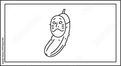 Funny Pickle Wearing a Mask, Cartoon Style
