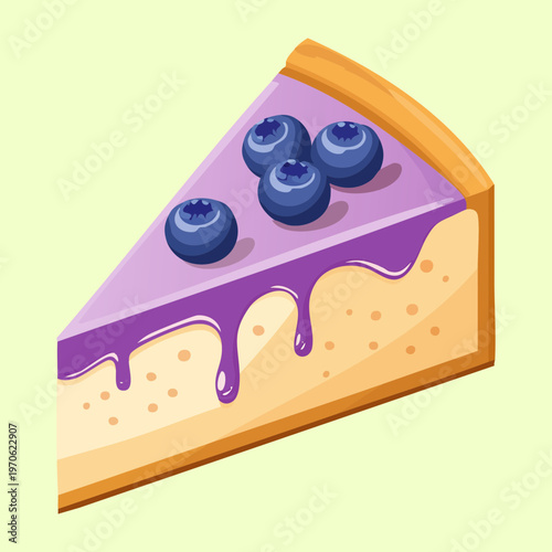 Gourmet blueberry cheesecake slice for bakery shop and sweet dessert restaurant menu and branding design - Vector Illustration