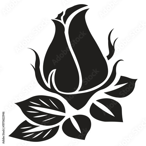 rose bud silhouette illustration Rose buds are cone-shaped, oval, or resemble unopened eggs, with petals that are still tightly closed to protect the inside of the flower. Accompanied by small, compou