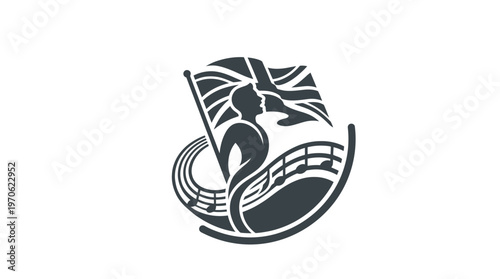 Unique Design Featuring Silhouette with Music and British Flag