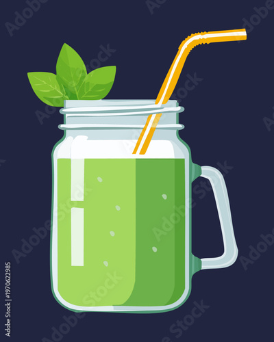 Refreshing green detox smoothie for healthy lifestyle and wellness and gym branding and promotion design - Vector Illustration