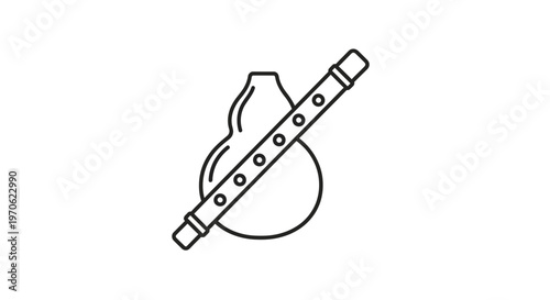 Gourd Flute Icon: Traditional Musical Instrument, Wind Instrument, Folk Music Symbol