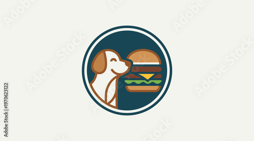 Dog Enjoys Burger Icon Design