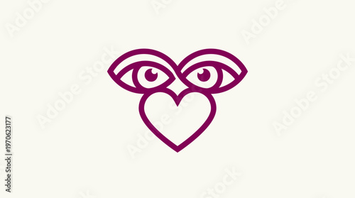 Abstract Heart Eyes Logo in Deep Purple