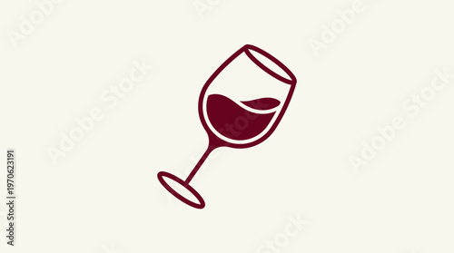 Elegant Wine Glass Icon with Red Wine