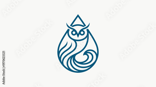 Elegant Owl Inside a Water Drop Symbol