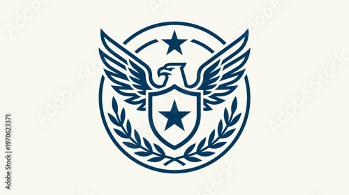 Elegant Emblem with Eagle Wings and Stars