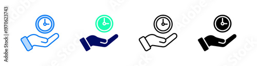 Save Time Multiple Style Icon Set Vector 