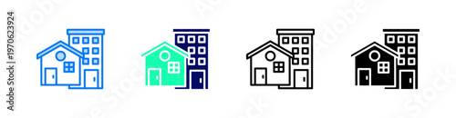 Property Multiple Style Icon Set Vector 