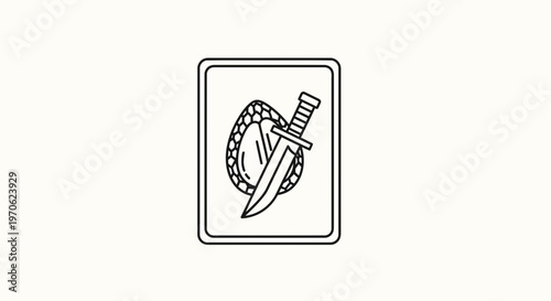 Dagger and Shield Icon: Medieval Combat, Fantasy Game Asset, Vector Illustration