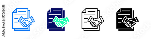 Agreement Multiple Style Icon Set Vector 