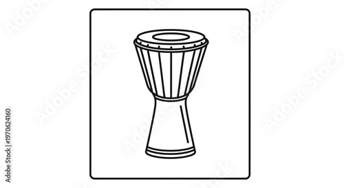 Djembe Drum Icon Outline - African Percussion Instrument Vector Graphic