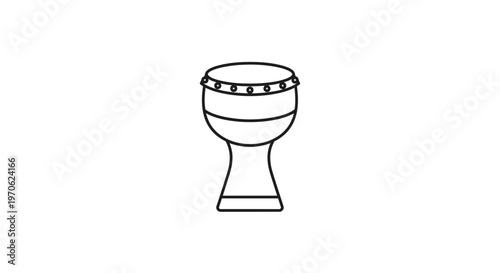Djembe Drum Icon, African Percussion Instrument, Simple Outline Vector Illustration