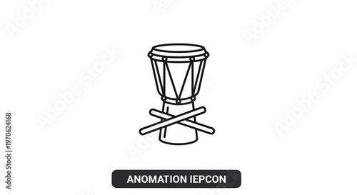 Djembe Drum Icon Vector Illustration, African Percussion Instrument