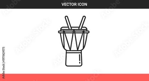 Djembe Drum Icon, African Percussion Instrument, Vector Graphic