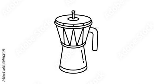 Djembe Drum Outline Icon, African Percussion Instrument, Vector Illustration