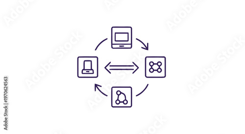 Conceptual Illustration of Digital Devices Interacting in a Network.