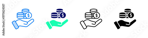 Capital Multiple Style Icon Set Vector 