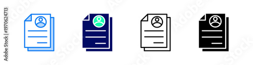 Curriculum Multiple Style Icon Set Vector 