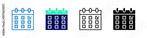 Calendar Multiple Style Icon Set Vector 