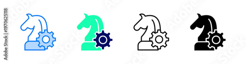 Strategy Multiple Style Icon Set Vector 