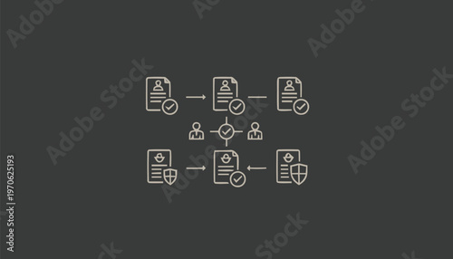 Conceptual illustration of document workflow and data management process.