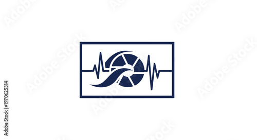 Creative Photography Logo Design with Heartbeat and Camera Lens.