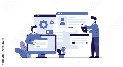 Creative Team Working Together on Website Development and Design.